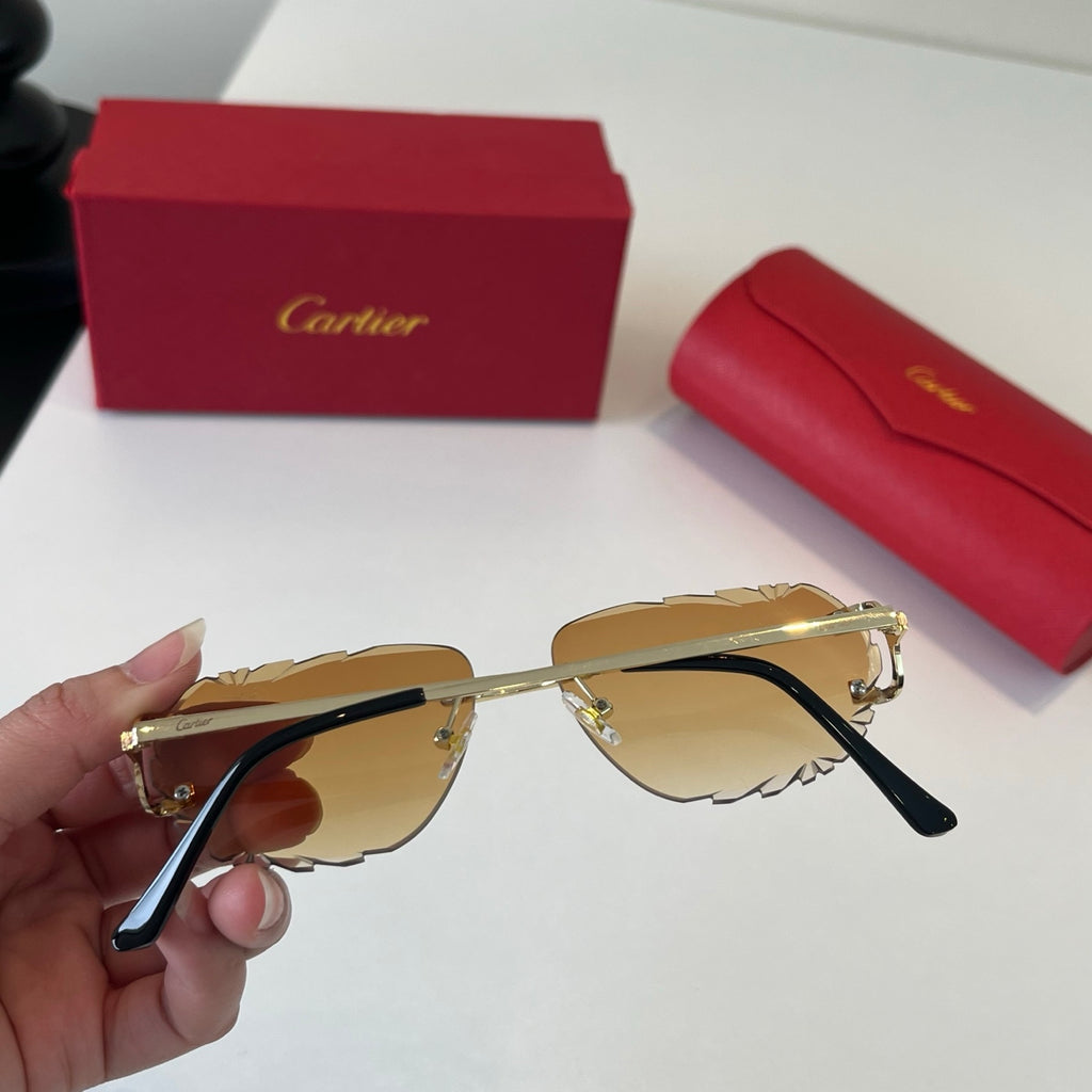 Cartier Lightweight Metal Rimless Brown Lens Sunglasses for Men & Wom - 465871 - detail image 7