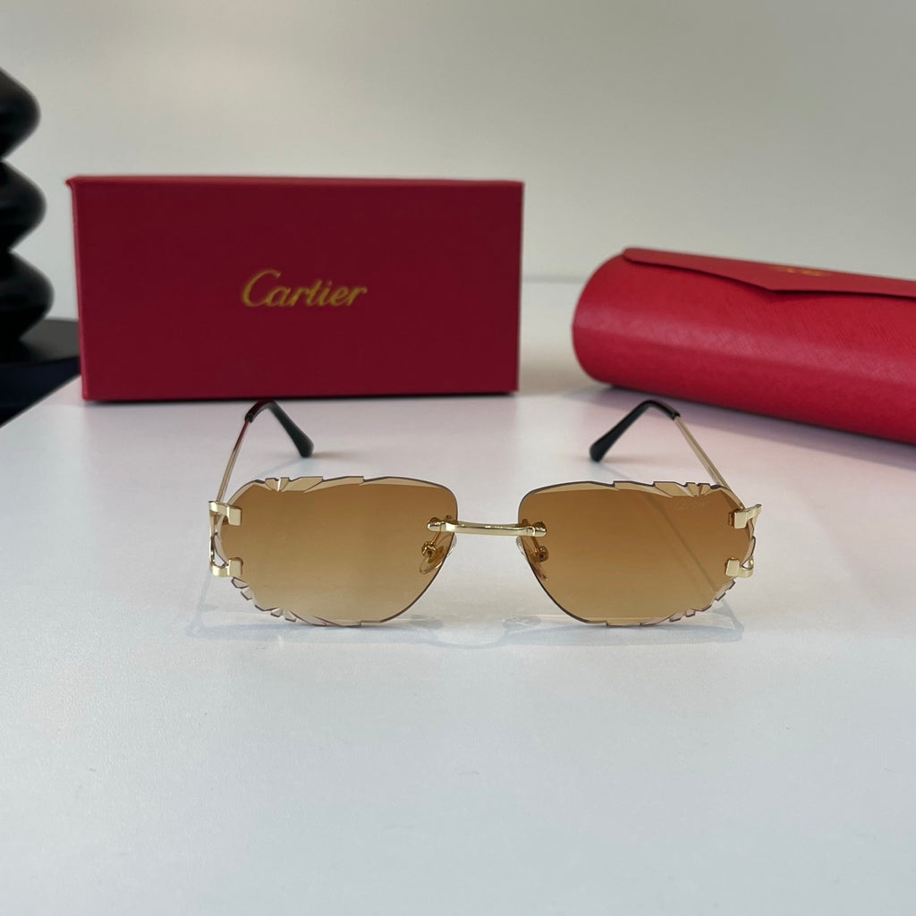 Cartier Lightweight Metal Rimless Brown Lens Sunglasses for Men & Wom - 465871 - detail image 2