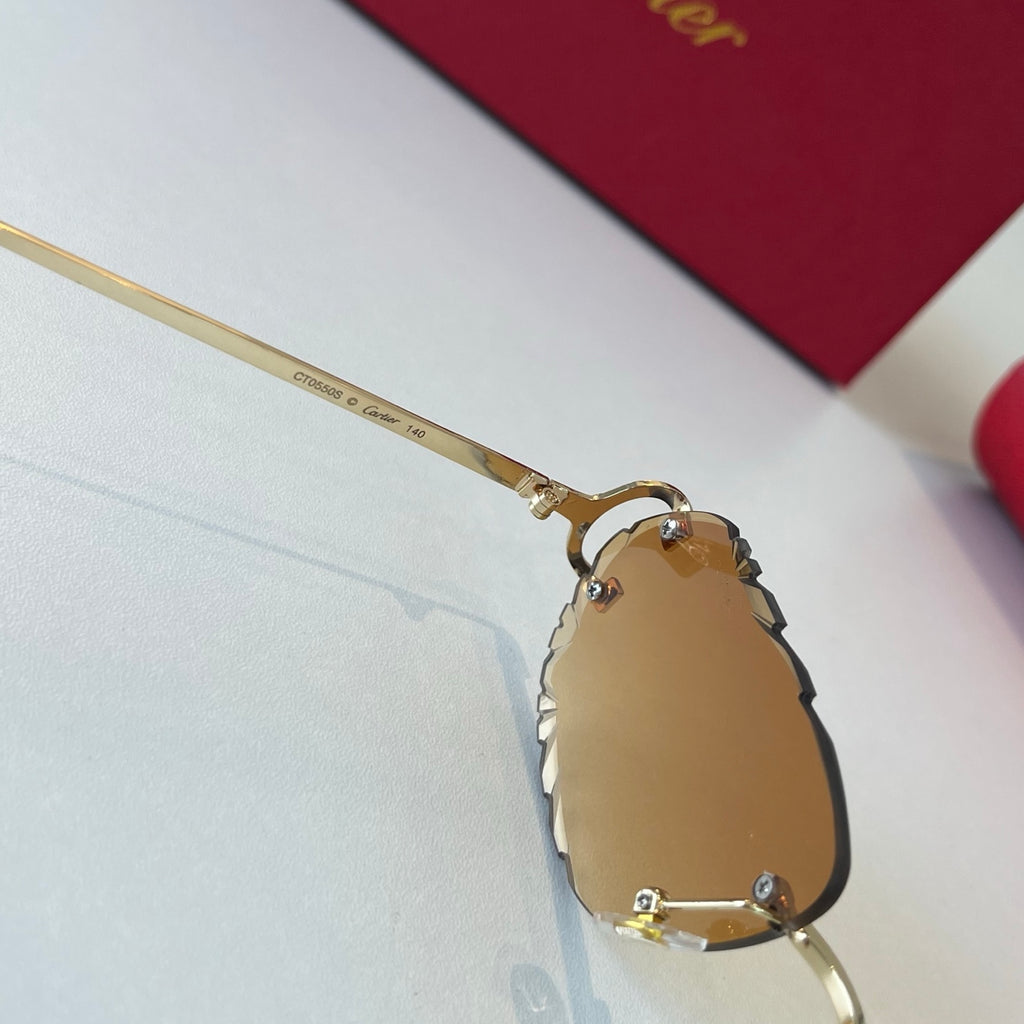 Cartier Lightweight Metal Rimless Brown Lens Sunglasses for Men & Wom - 465855 - detail image 8