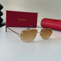 Cartier Lightweight Metal Rimless Brown Lens Sunglasses for Men & Wom - 465871
