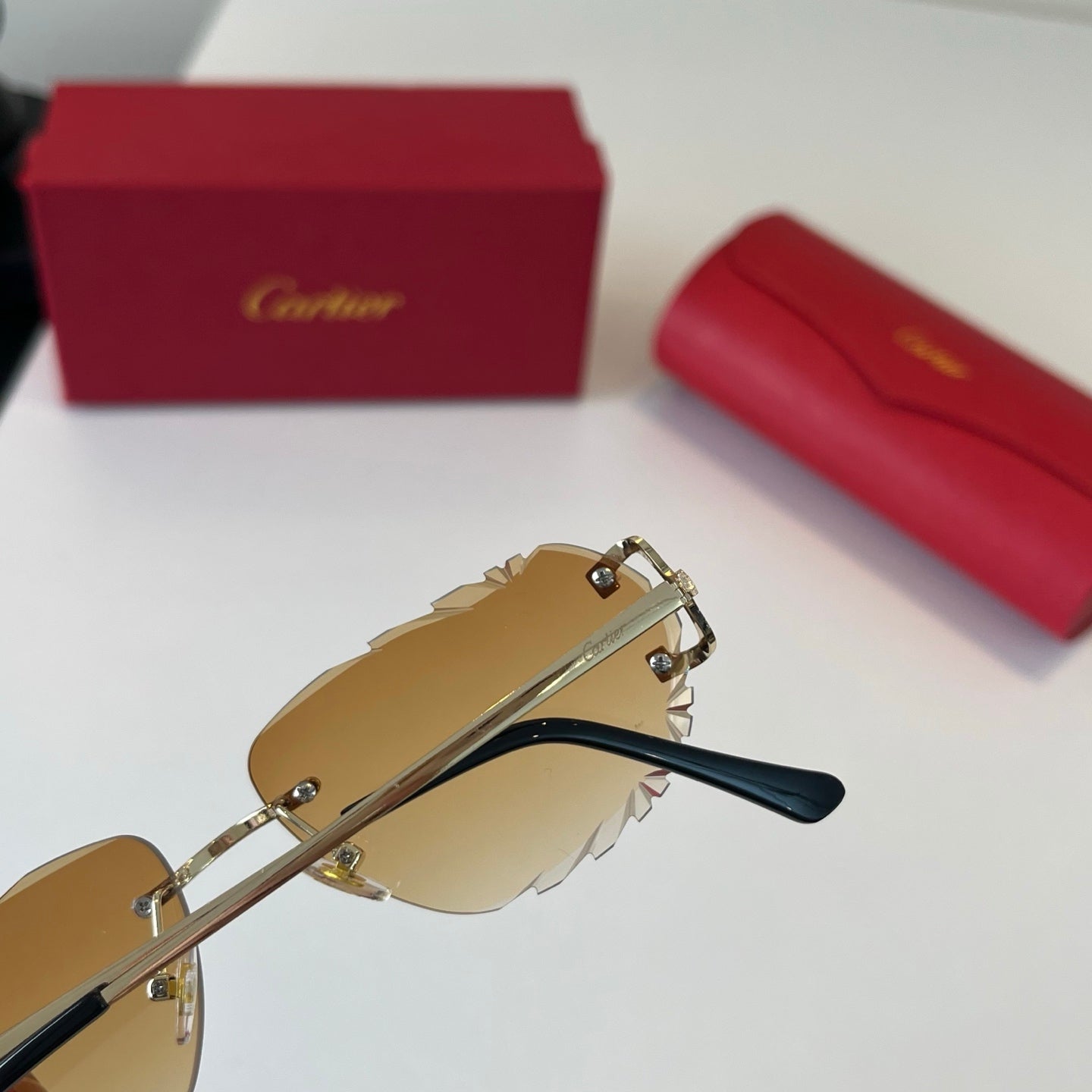 Cartier Lightweight Metal Rimless Brown Lens Sunglasses for Men & Wom - 487280 - detail image 6