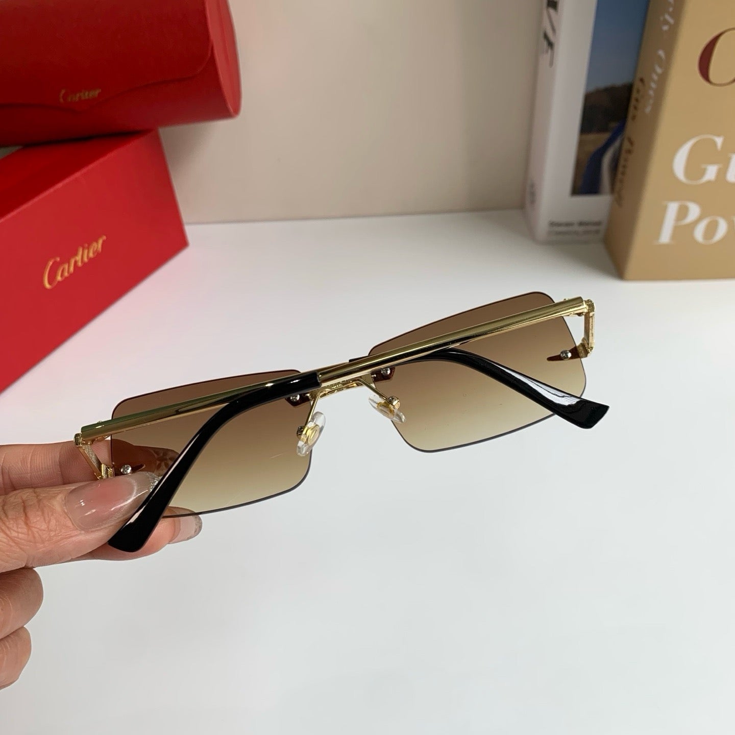 Cartier Square Brown Lens Sunglasses for Men & Women - 465829 - detail image 6