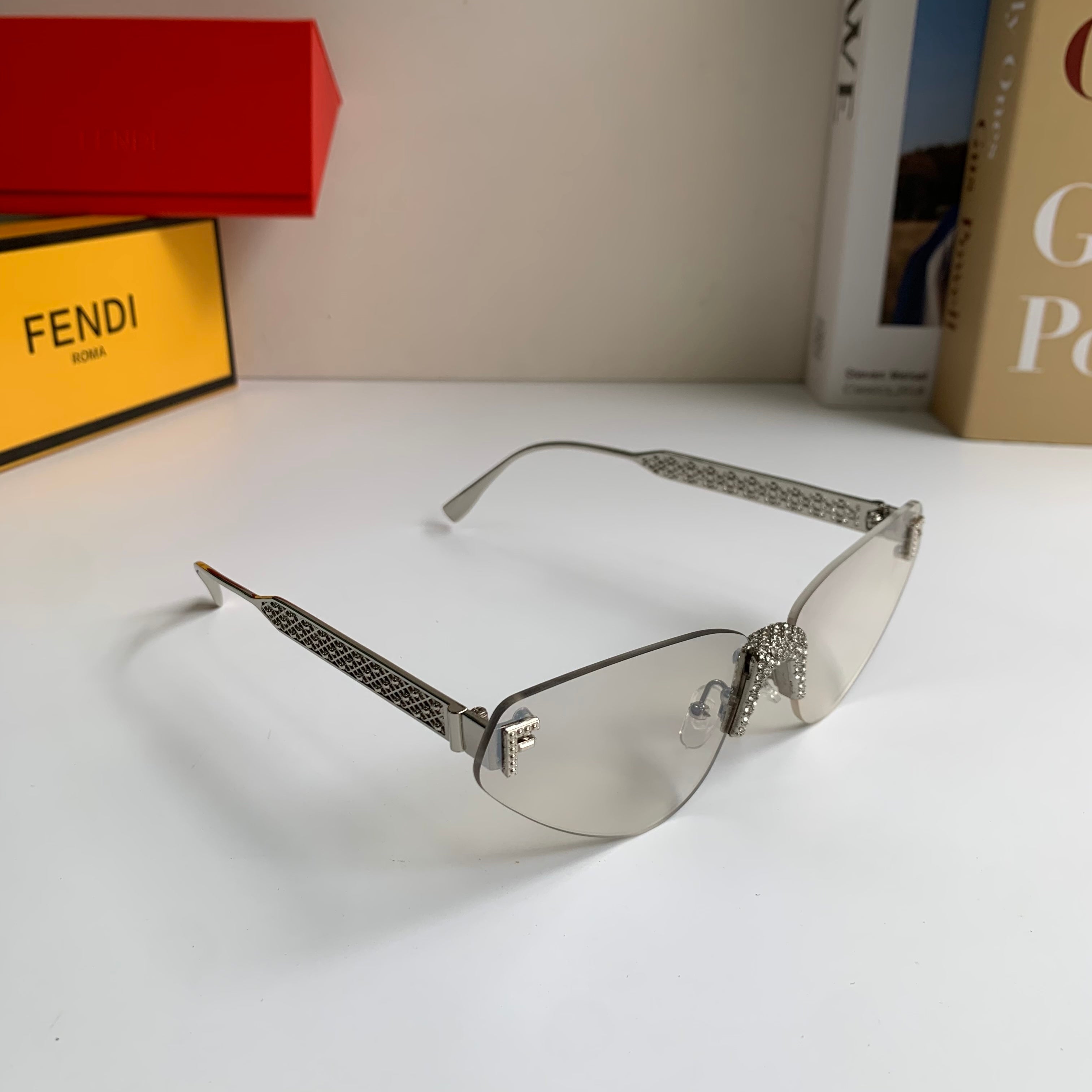 Fendi Metal Fashion Silver Lens Sunglasses for Men & Women - 487763