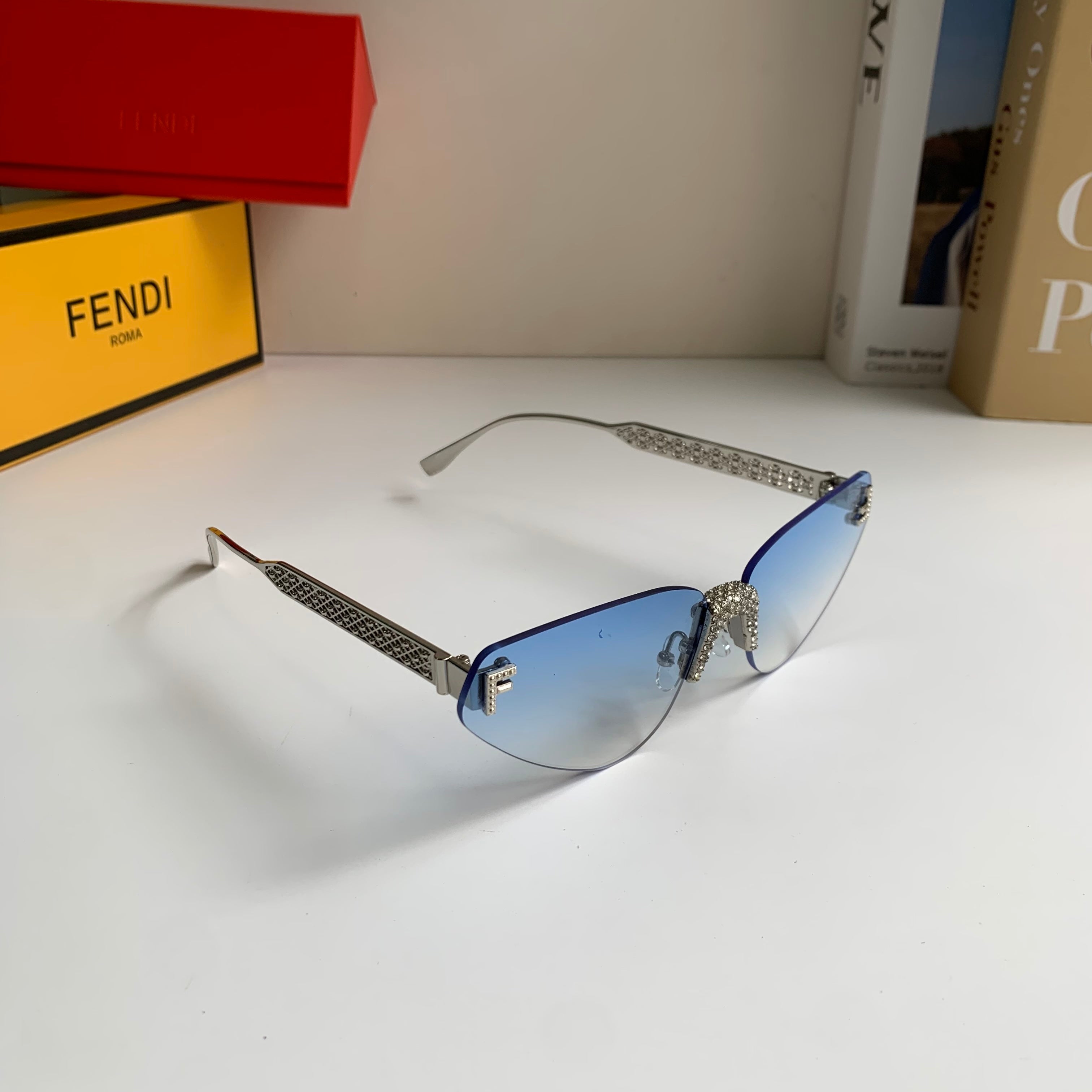 Fendi Metal Fashion Silver Lens Sunglasses for Men & Women - 487765
